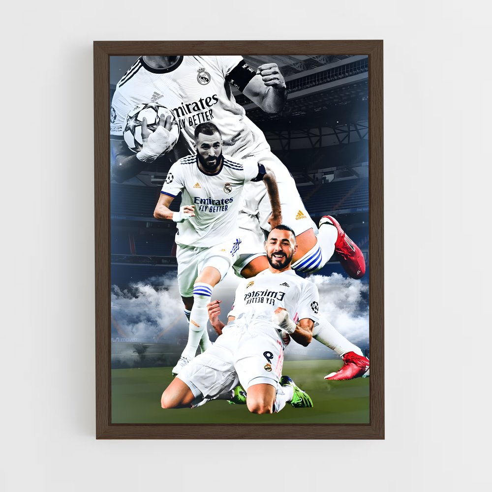 karim-benzema-17 cadre Bois foncé