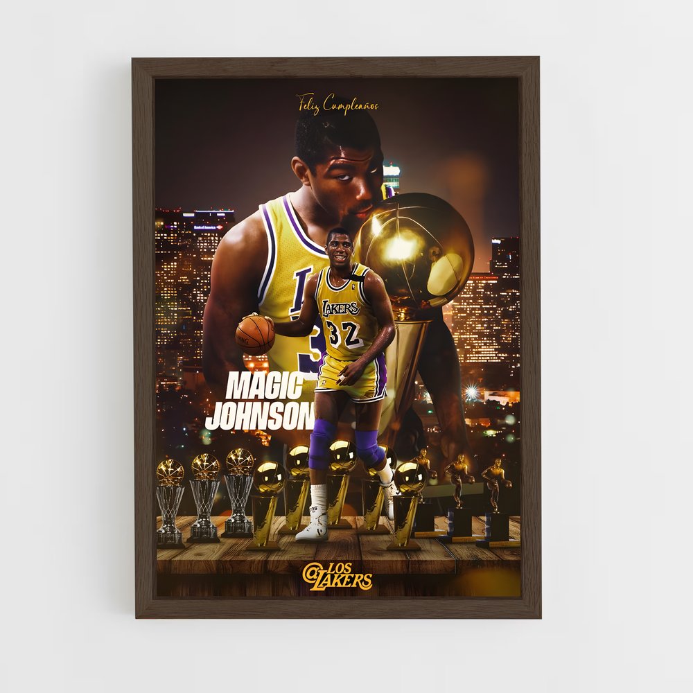 magic-johnson-16 cadre Bois foncé