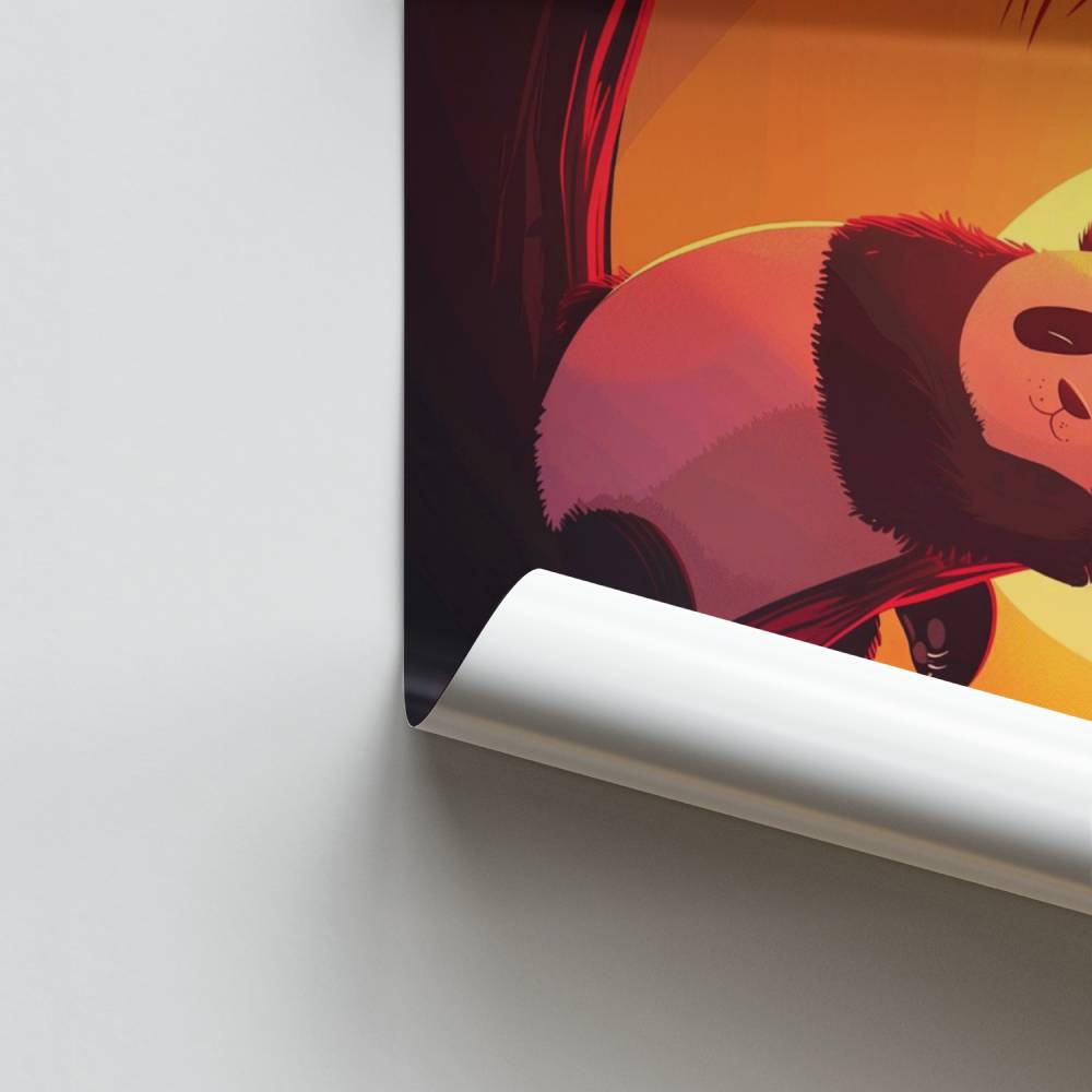 Poster Panda Coucher de Soleil