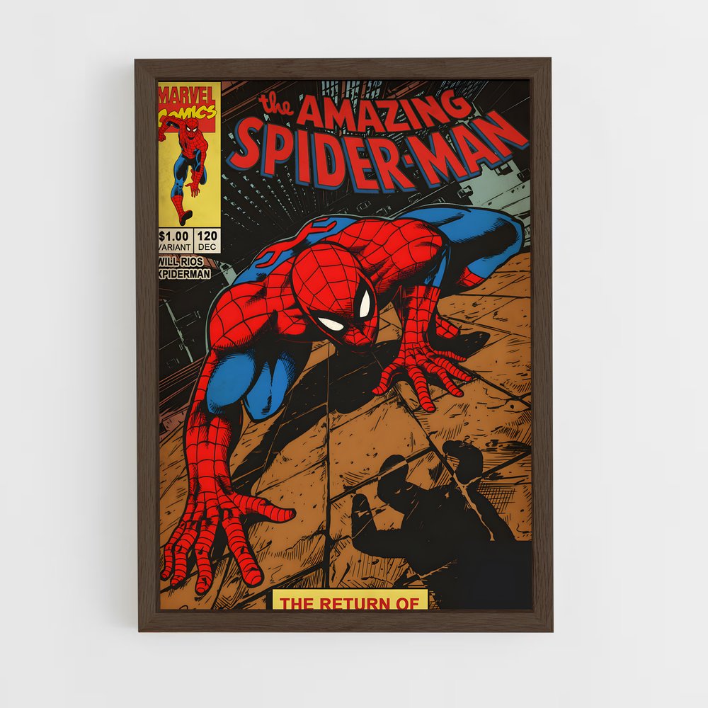 spiderman-8 cadre Bois foncé