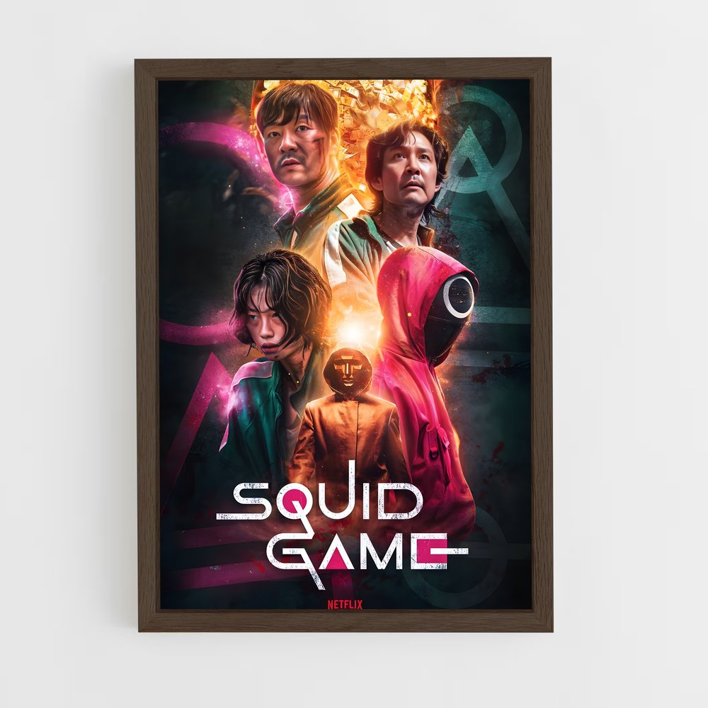 squid-game-5 cadre Bois foncé