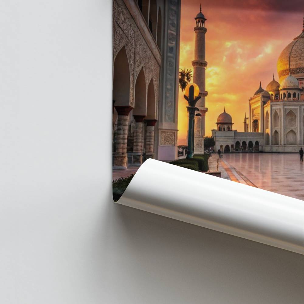 Poster Coucher de Soleil au Taj Mahal