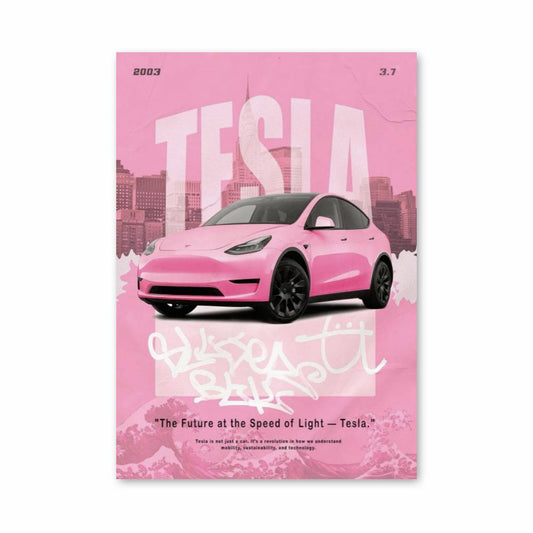 Poster Tesla Vitesse Rose