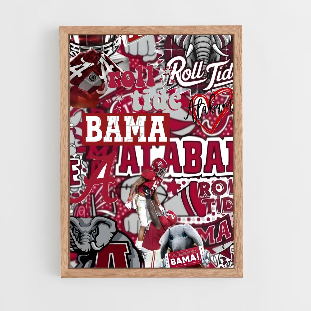 ap-alabama crimson tide-6 cadre Bois clair