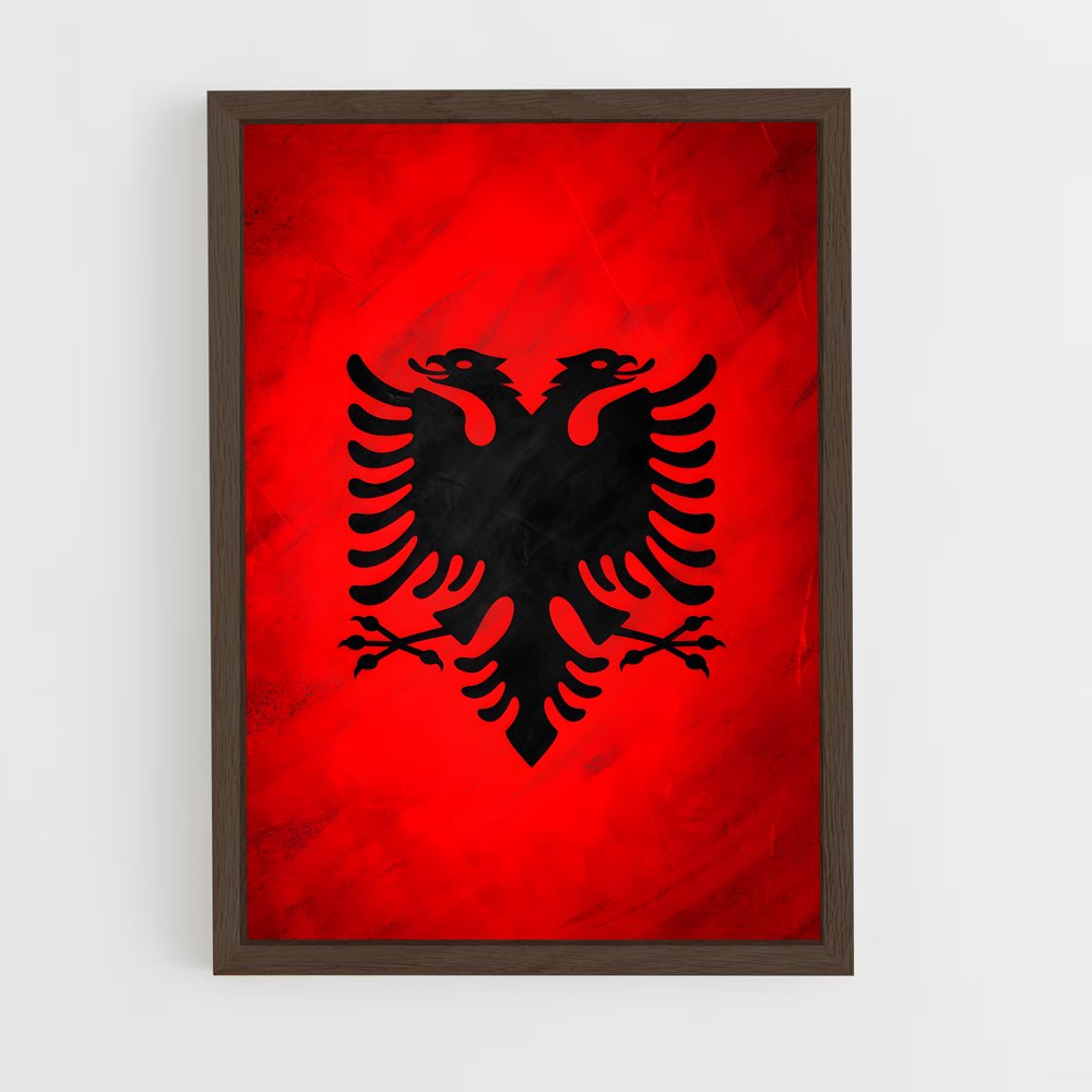 ap-albania flag-1 cadre Bois foncé