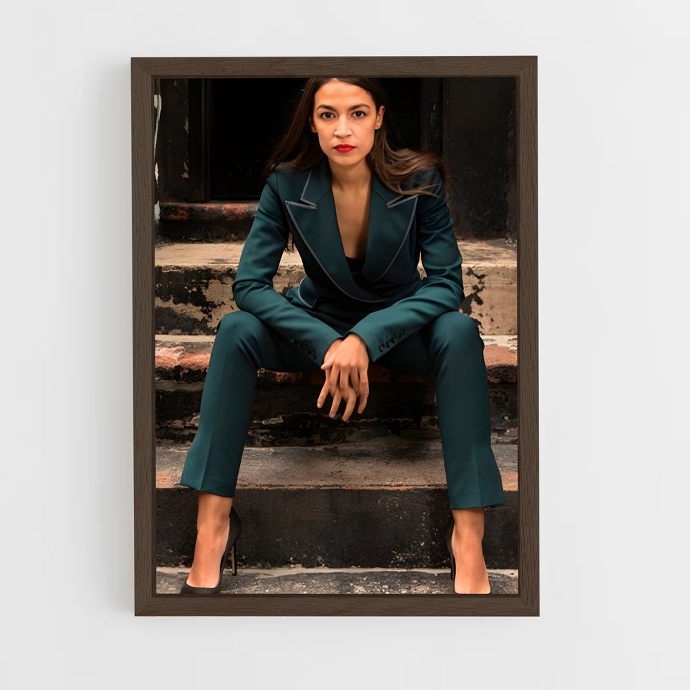 ap-alexandria ocasio cortez-3 cadre Bois foncé