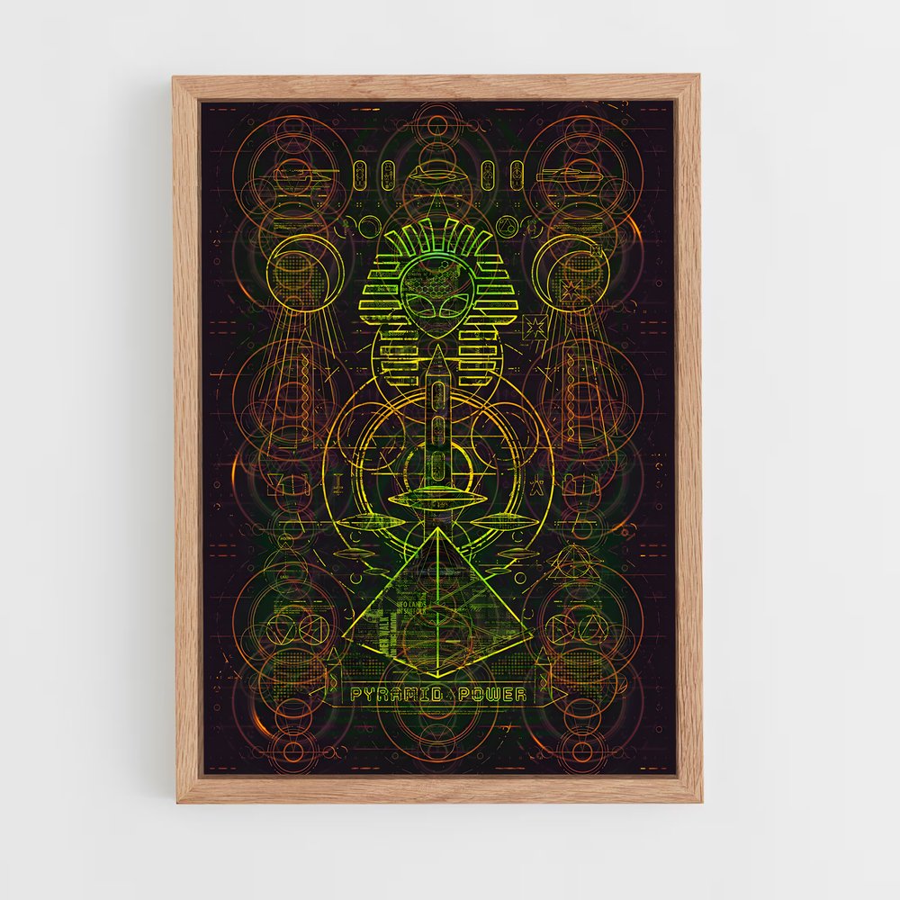 ap-alien hieroglyphs-3 cadre Bois clair
