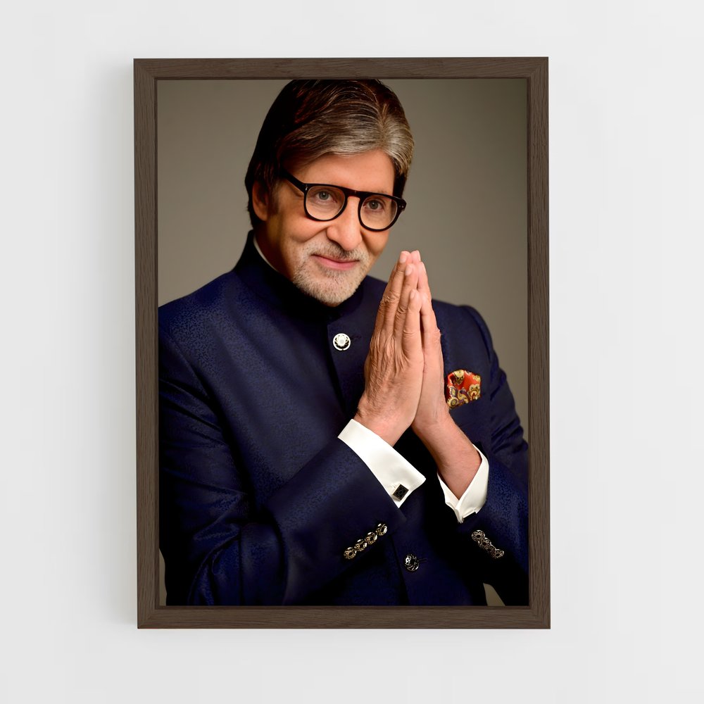 ap-amitabh bachchan-1 cadre Bois foncé