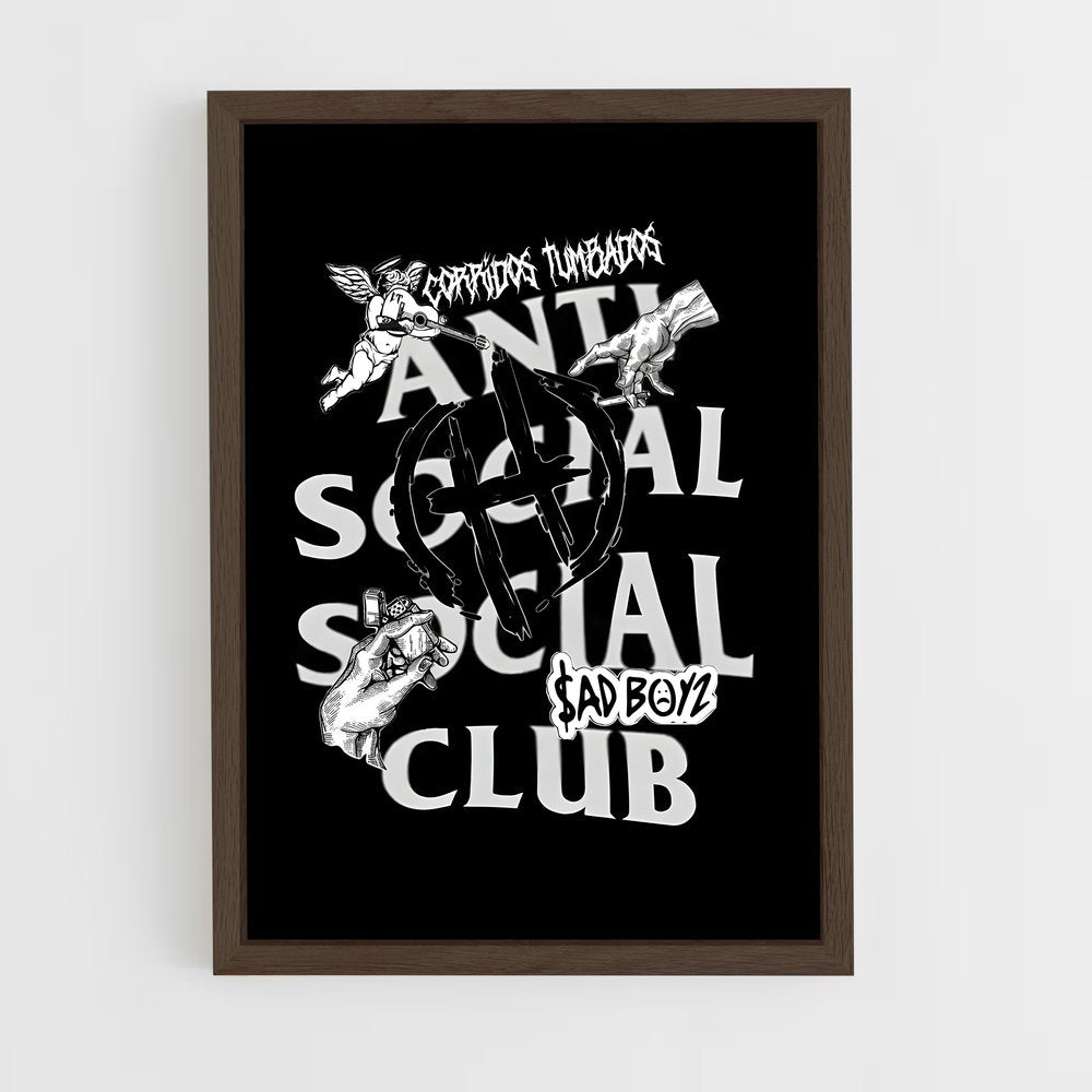 ap-anti social social club-2 cadre Bois foncé