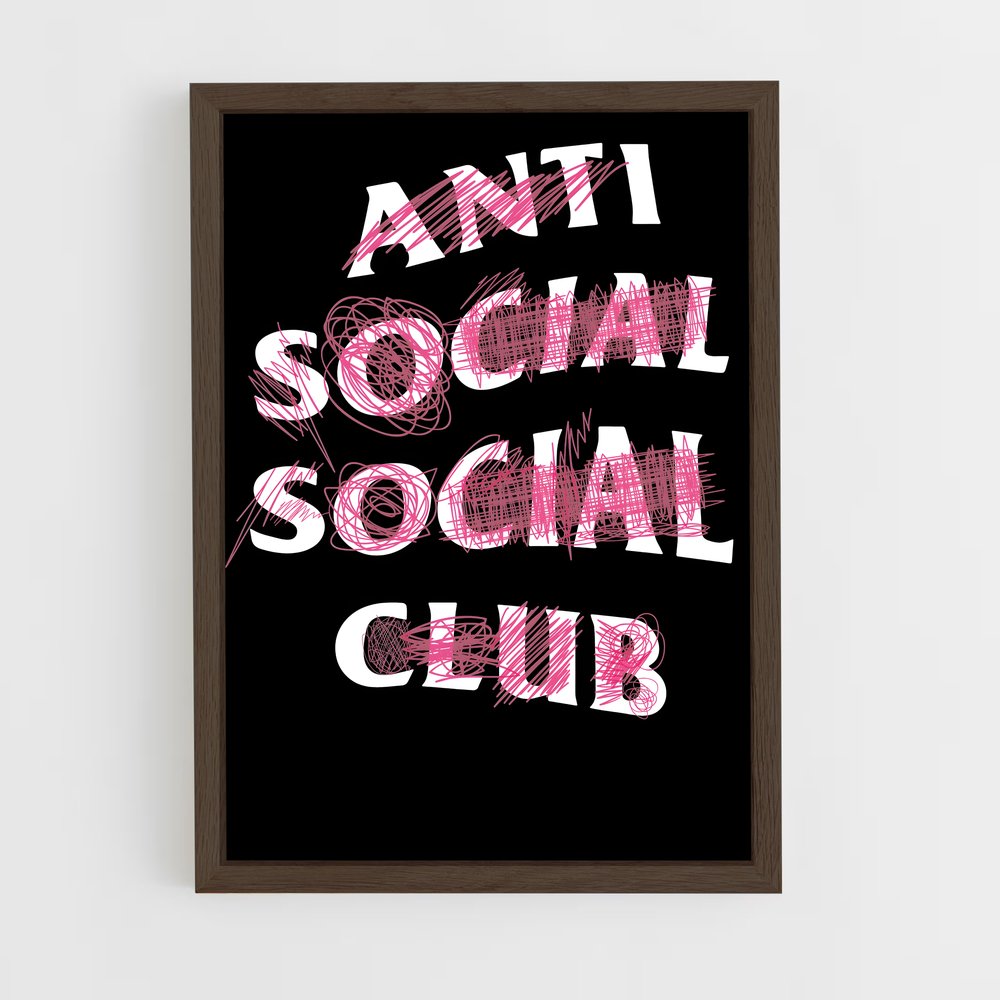 ap-anti social social club-6 cadre Bois foncé