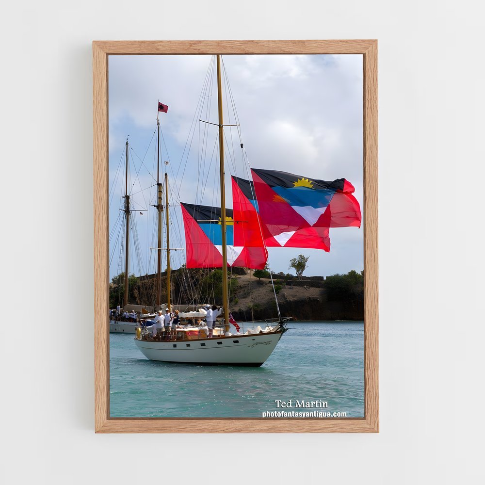 ap-antigua and barbuda flag-1 cadre Bois clair