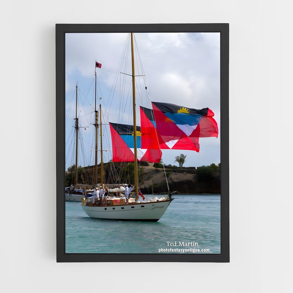 ap-antigua and barbuda flag-1 cadre Noir