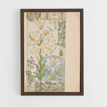ap-art nouveau florals-10 cadre Bois foncé
