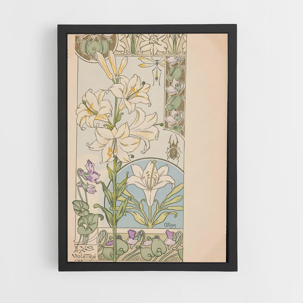 ap-art nouveau florals-10 cadre Noir