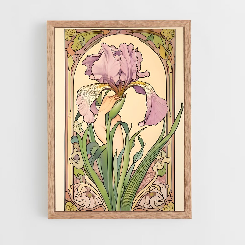 ap-art nouveau florals-3 cadre Bois clair