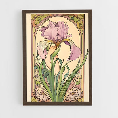 ap-art nouveau florals-3 cadre Bois foncé