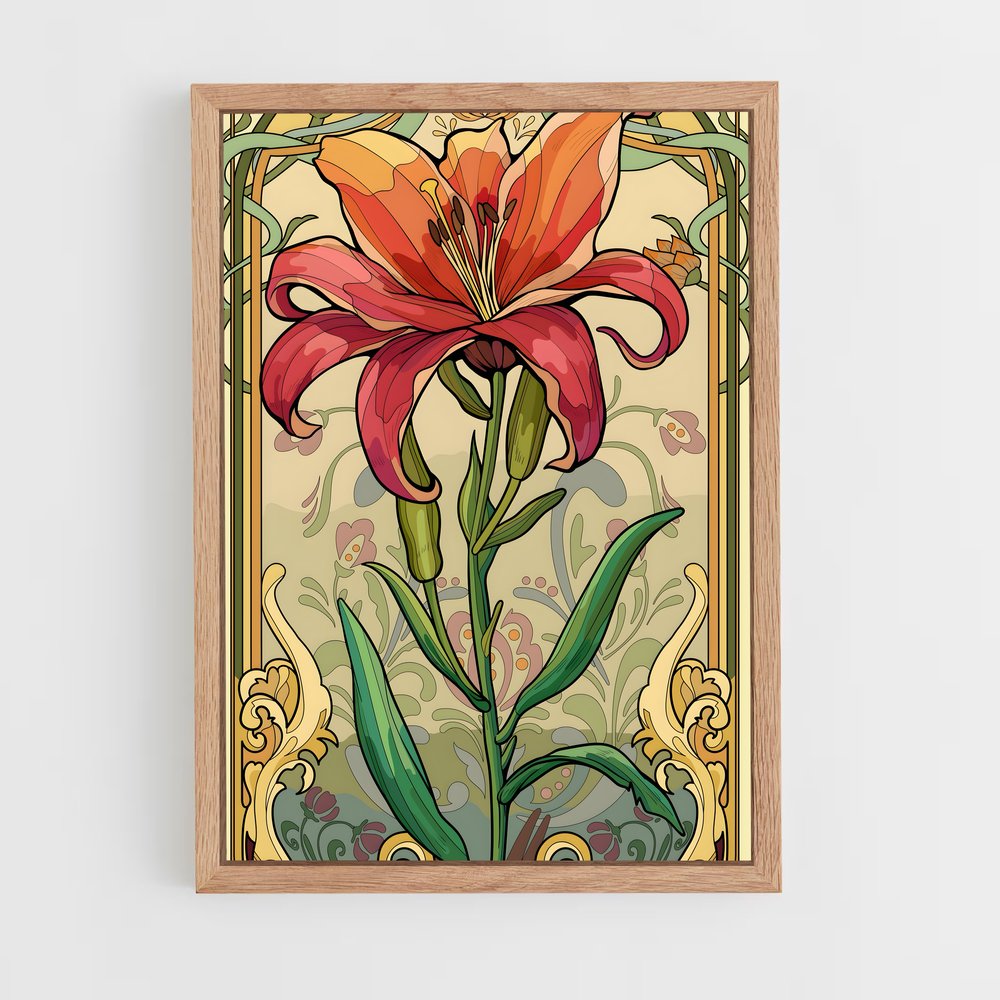 ap-art nouveau florals-6 cadre Bois clair