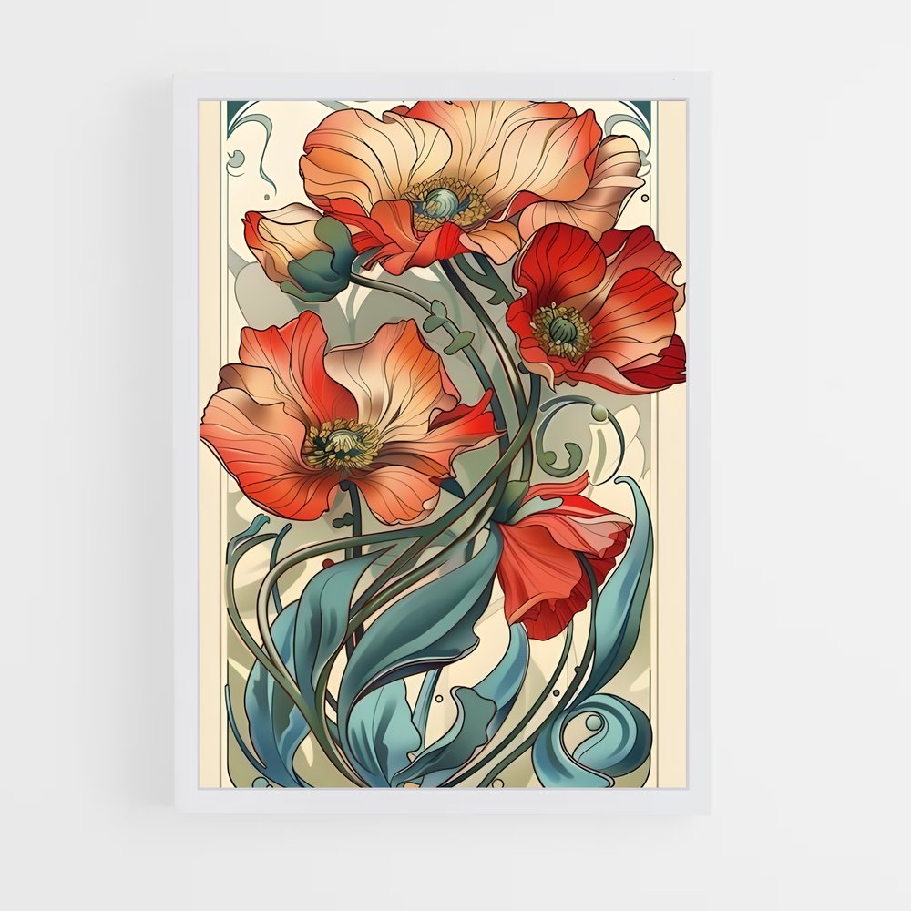ap-art nouveau florals-9 cadre Blanc