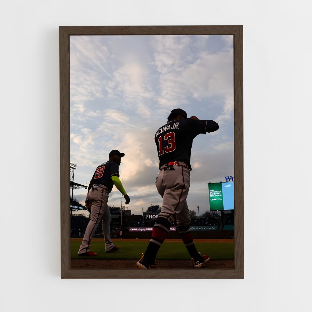 ap-atlanta braves-3 cadre Bois foncé