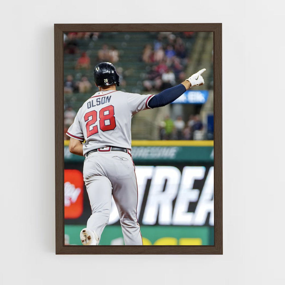 ap-atlanta braves-7 cadre Bois foncé