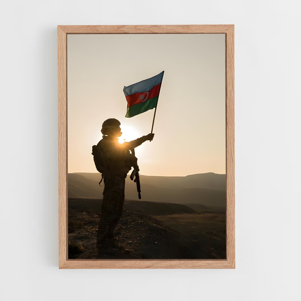 ap-azerbaijan flag-9 cadre Bois clair