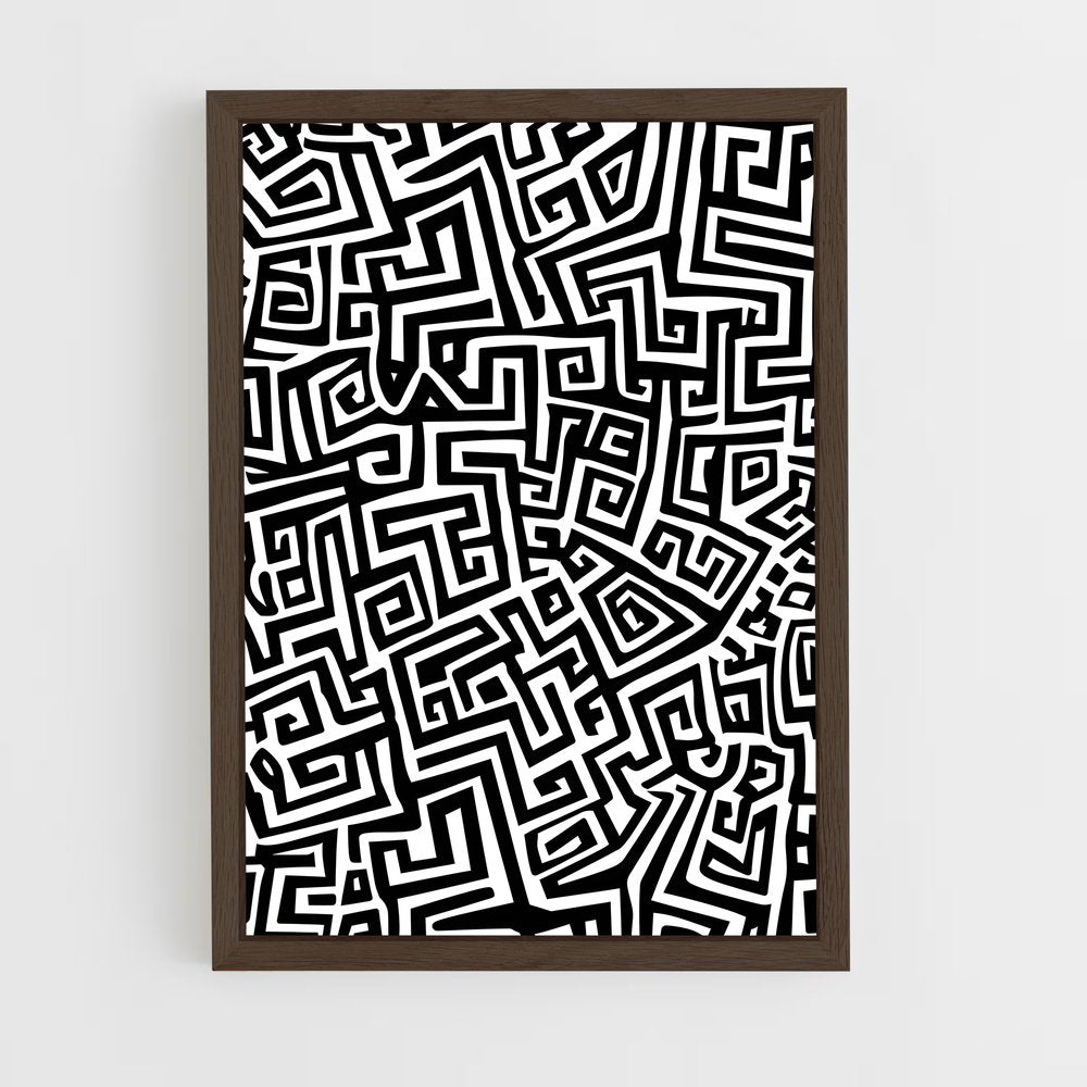 ap-aztec patterns-6 cadre Bois foncé