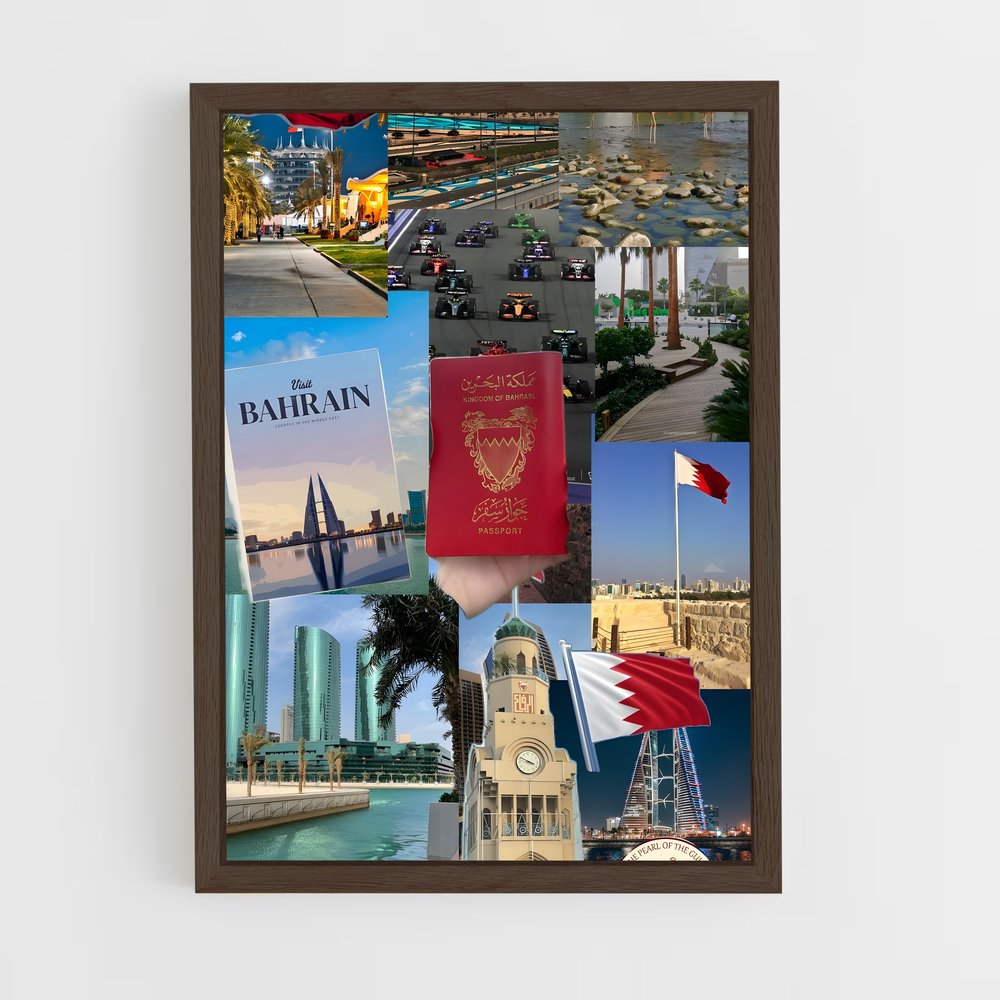 ap-bahrain flag-2 cadre Bois foncé