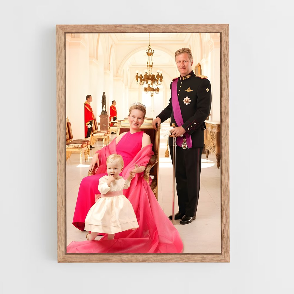 ap-belgian royal family-8 cadre Bois clair
