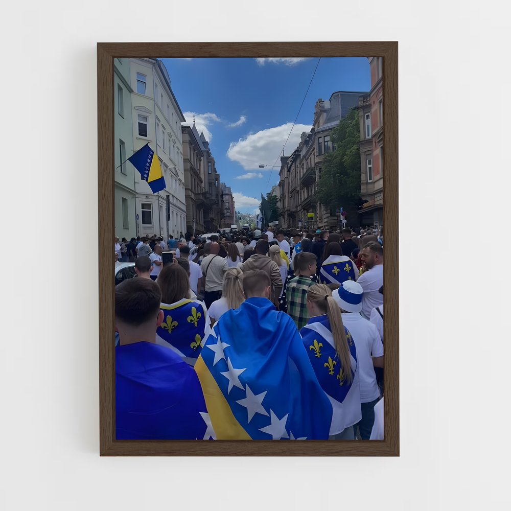 ap-bosnia and herzegovina flag-1 cadre Bois foncé