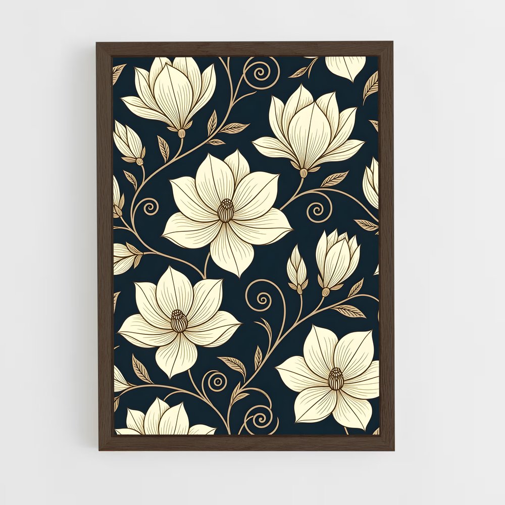 ap-botanical patterns-9 cadre Bois foncé