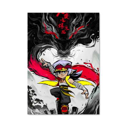 Poster Super héroïne en Rouge et Jaune