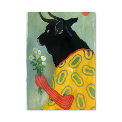 Poster Vache en Fleurs
