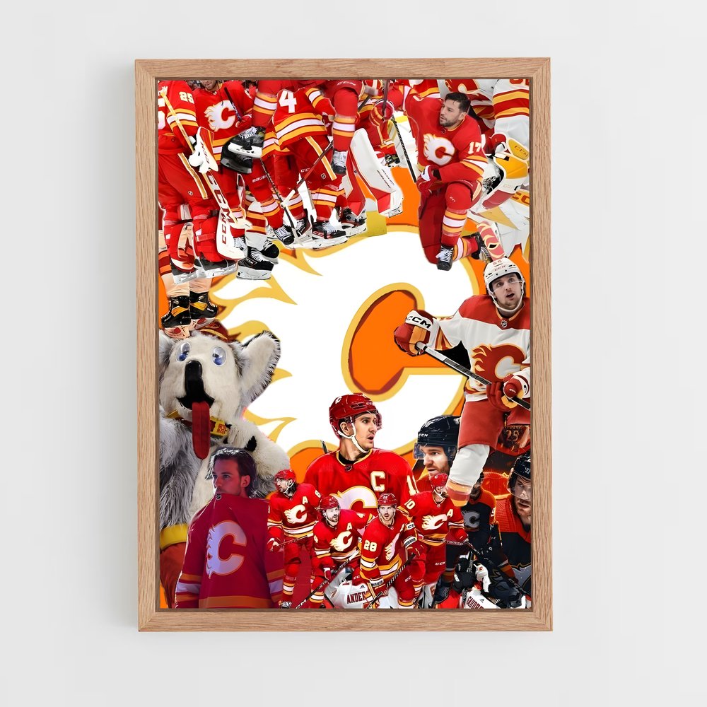 ap-calgary flames-14 cadre Bois clair