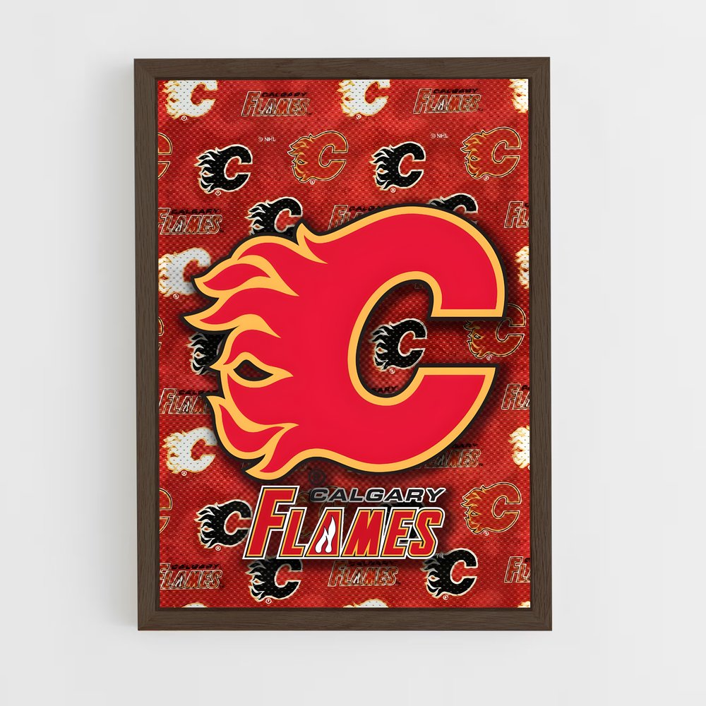 ap-calgary flames-4 cadre Bois foncé