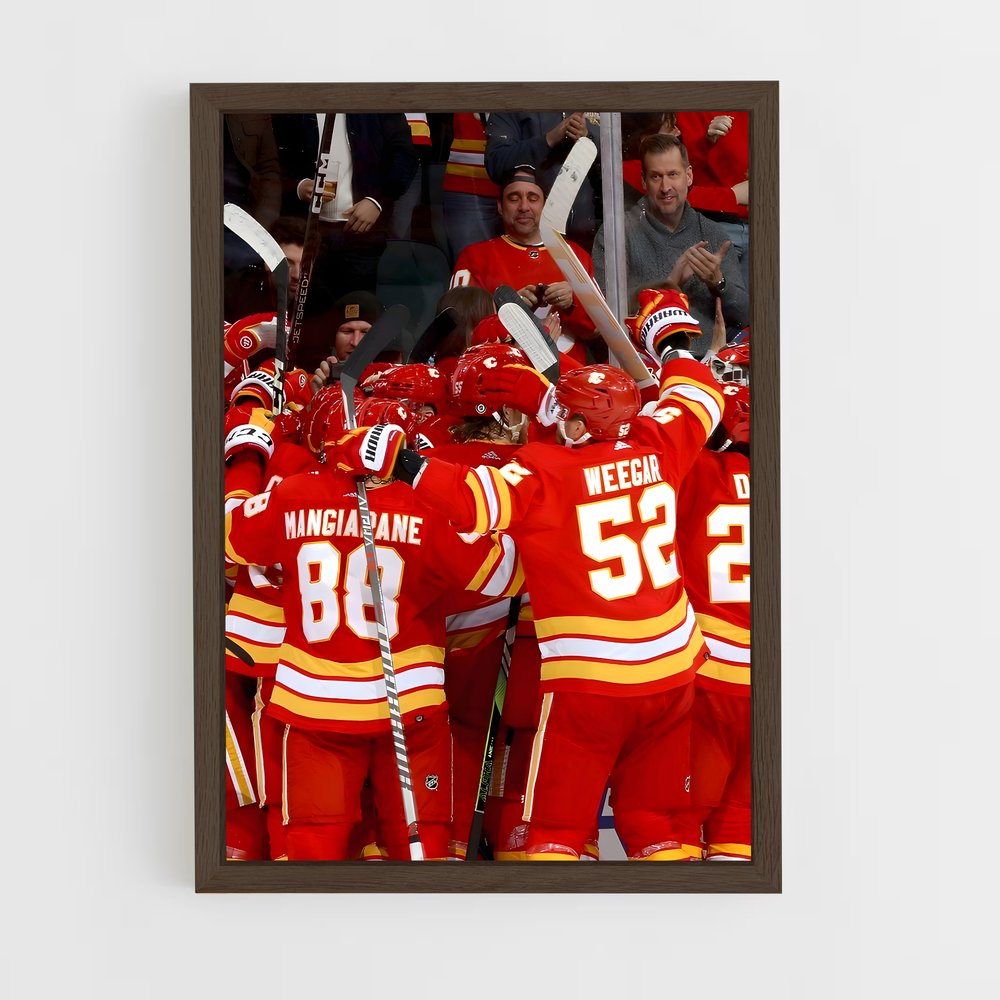 ap-calgary flames-8 cadre Bois foncé
