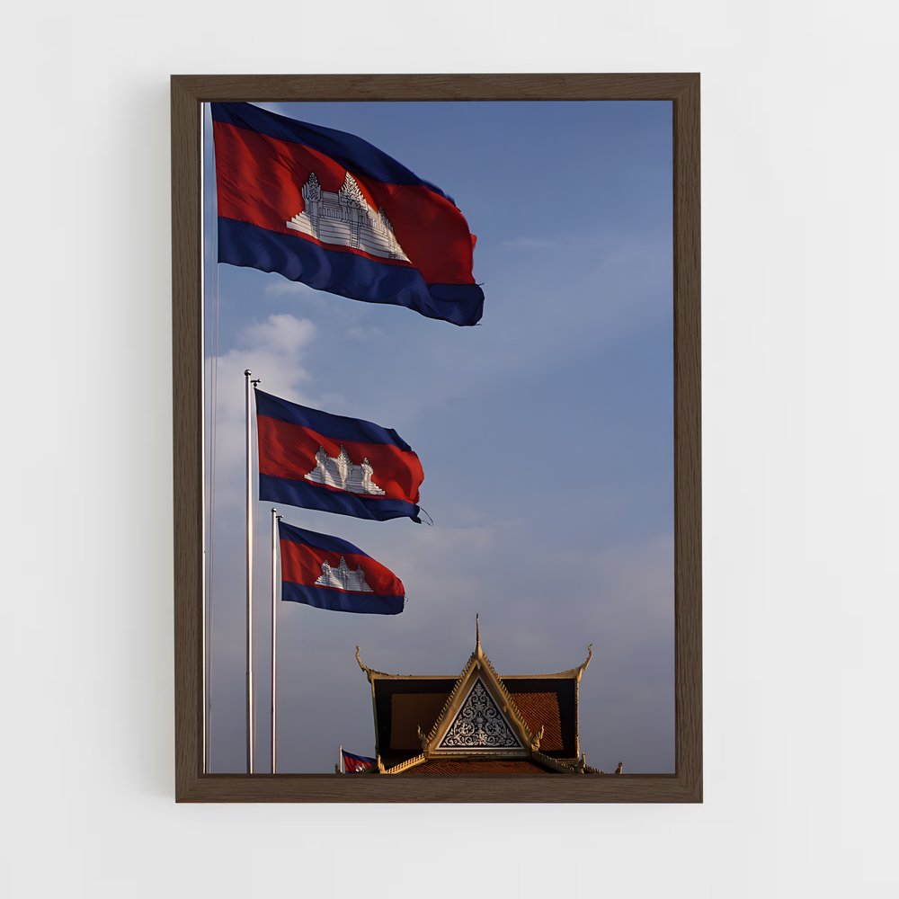 ap-cambodia flag-1 cadre Bois foncé