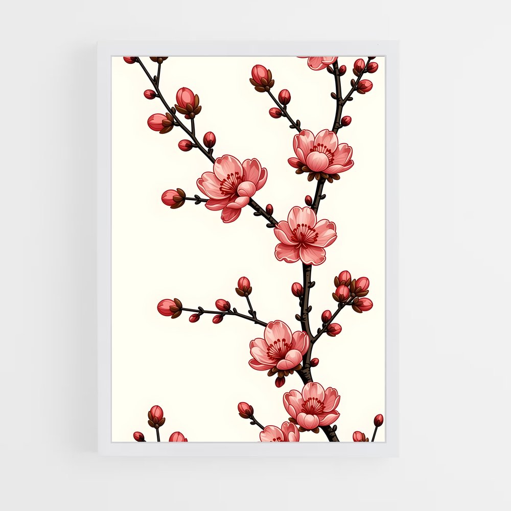 ap-cherry blossom patterns-2 cadre Blanc