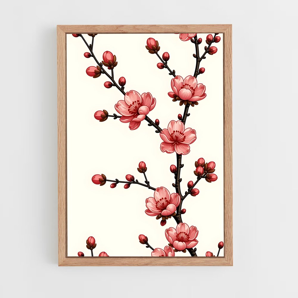 ap-cherry blossom patterns-2 cadre Bois clair