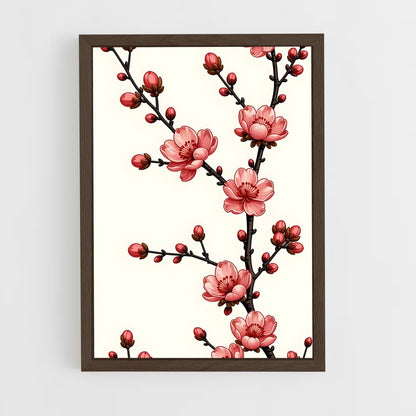 ap-cherry blossom patterns-2 cadre Bois foncé