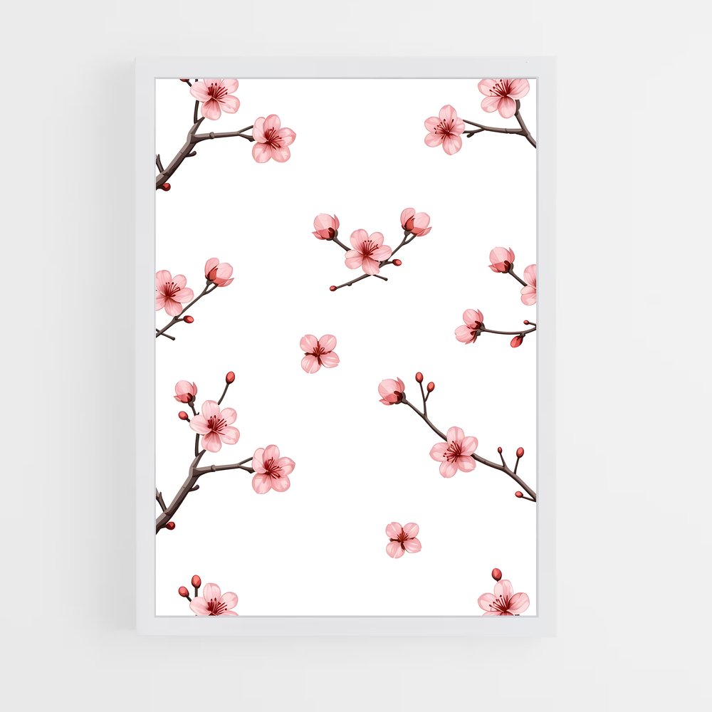 ap-cherry blossom patterns-4 cadre Blanc