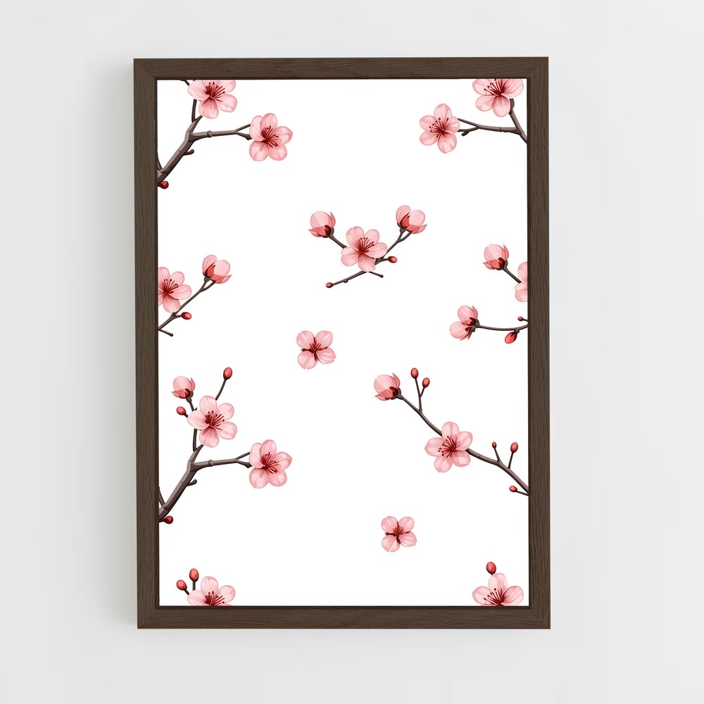 ap-cherry blossom patterns-4 cadre Bois foncé