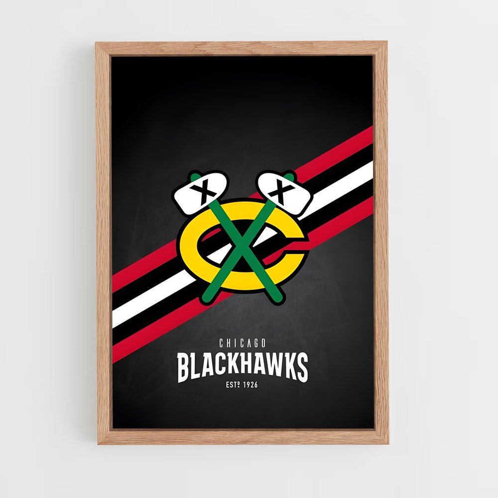 ap-chicago blackhawks-3 cadre Bois clair