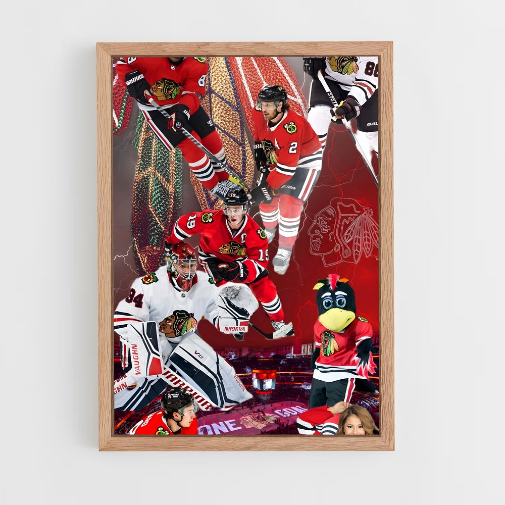 ap-chicago blackhawks-6 cadre Bois clair