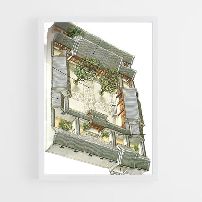 ap-chinese traditional architecture-4 cadre Blanc