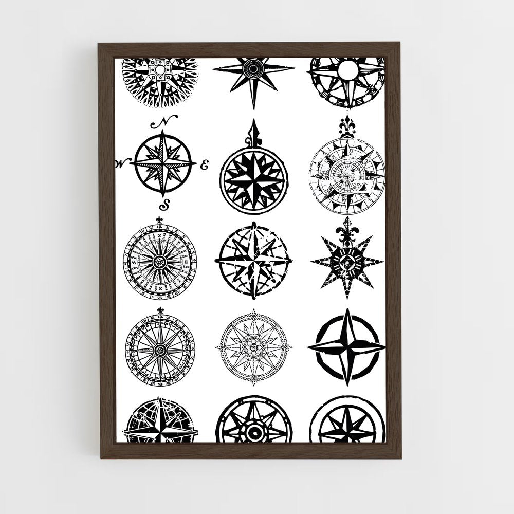 ap-compass rose-1 cadre Bois foncé