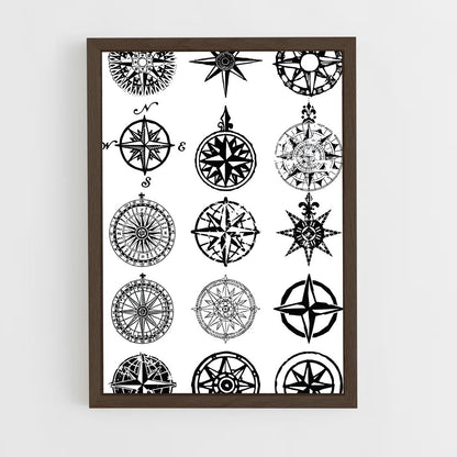 ap-compass rose-1 cadre Bois foncé