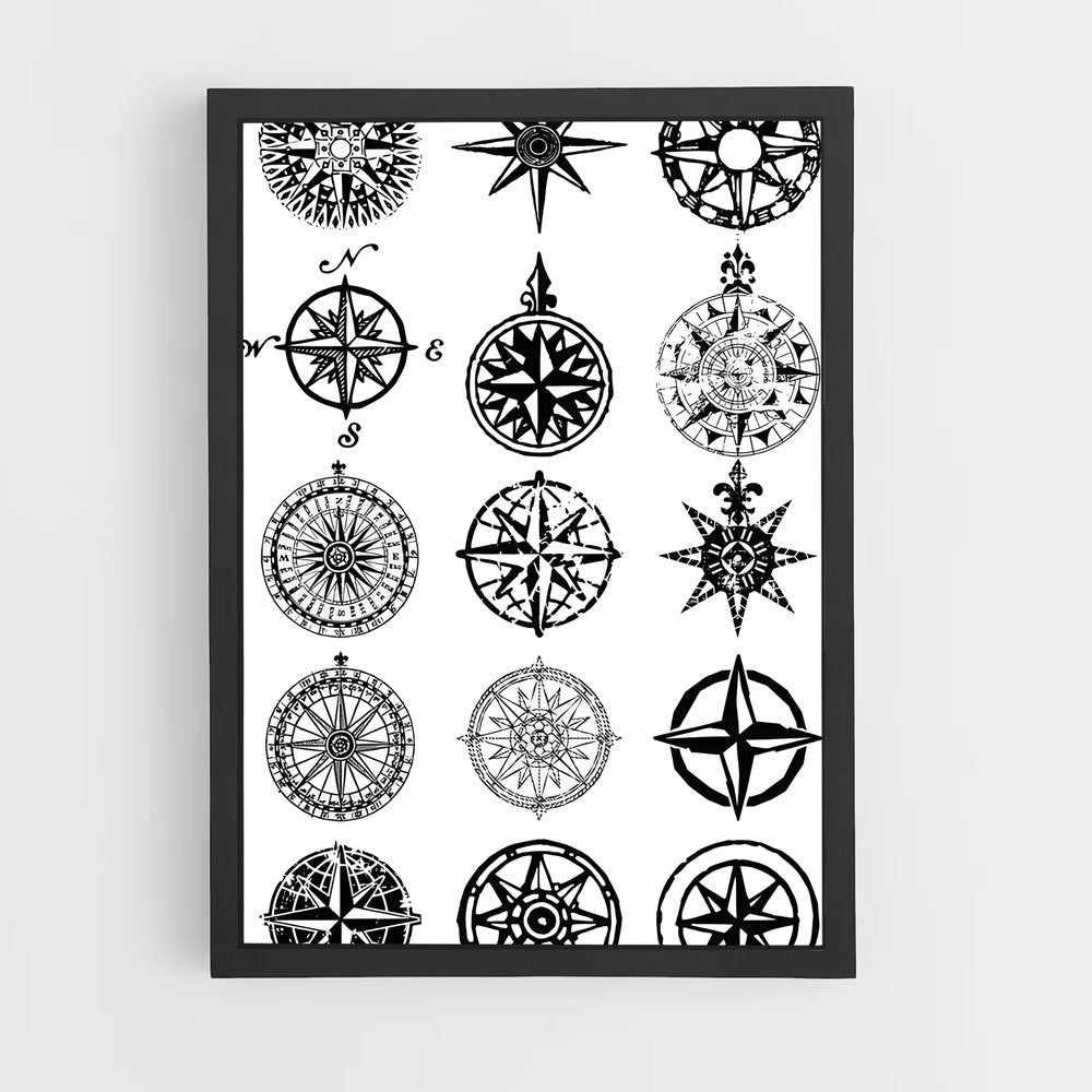 ap-compass rose-1 cadre Noir