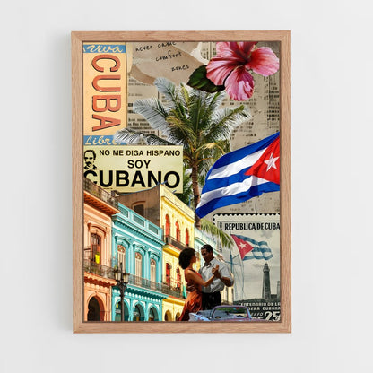 ap-cuba flag-4 cadre Bois clair