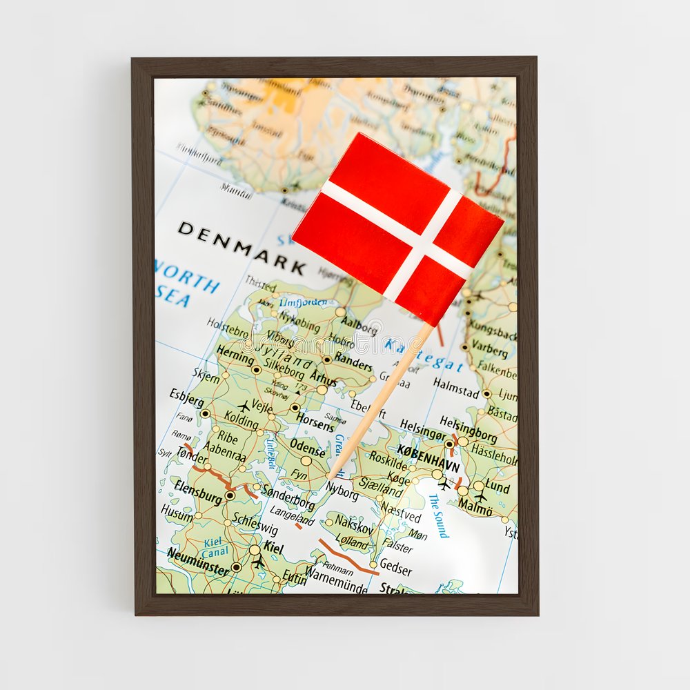 ap-denmark flag-7 cadre Bois foncé