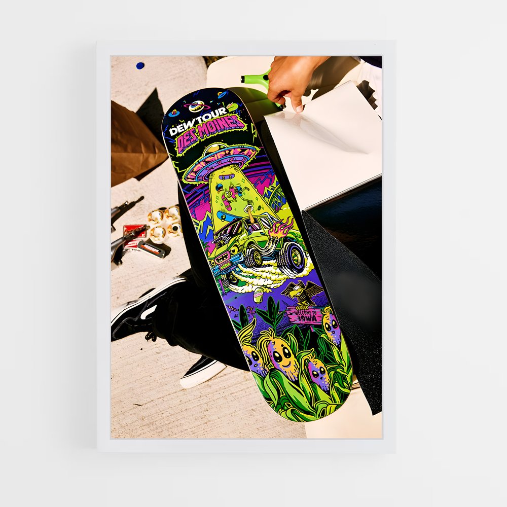 ap-dew tour skateboard-1 cadre Blanc